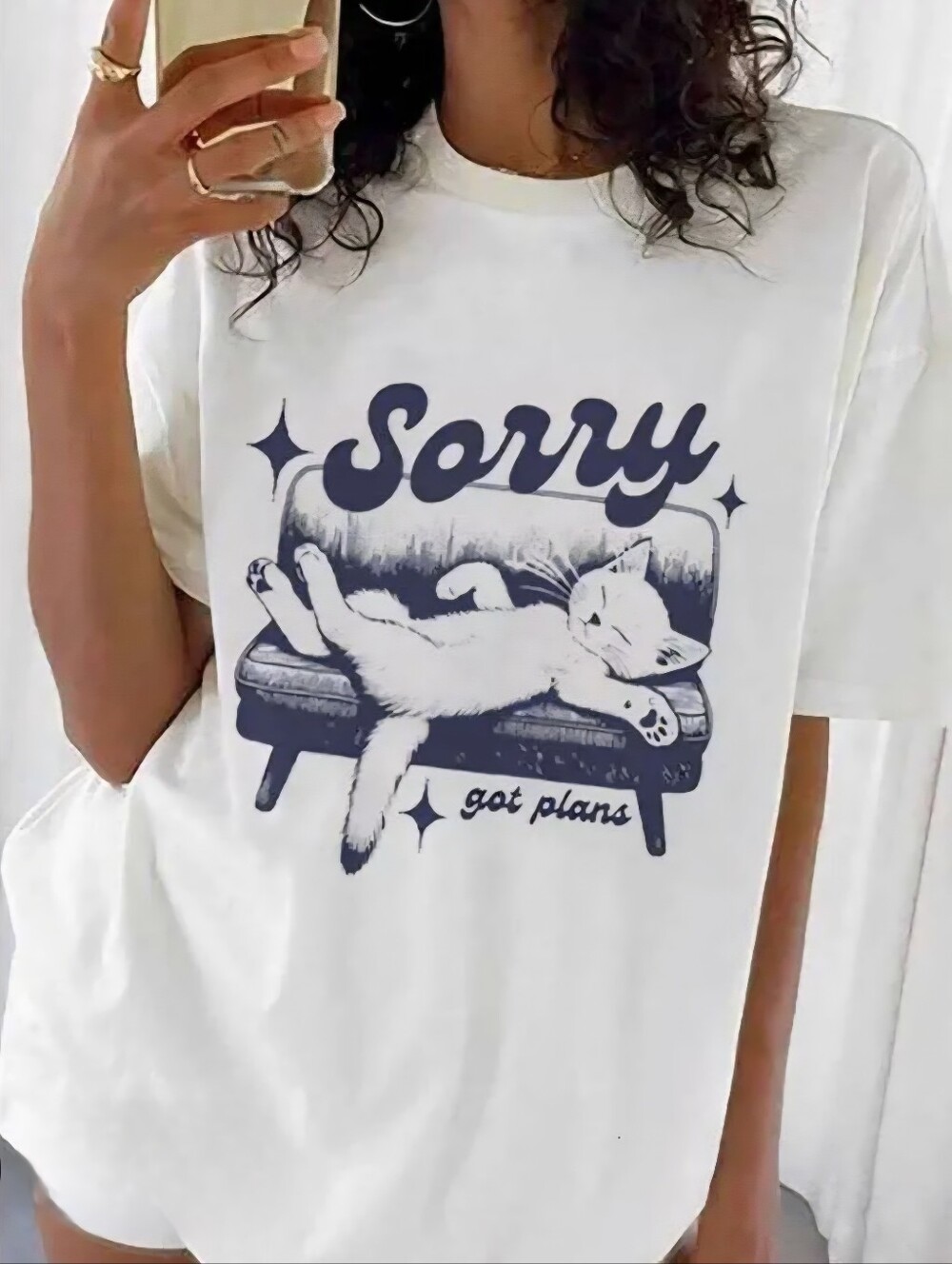 NWOT Purchased 4rm @k_coolahan "Sorry Got Plans CAT🐈 NAP💤 Graphic T-shirt" XL